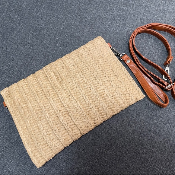 Straw clutch handbag summer beach envelope purse crossbody - Picture 5 of 7